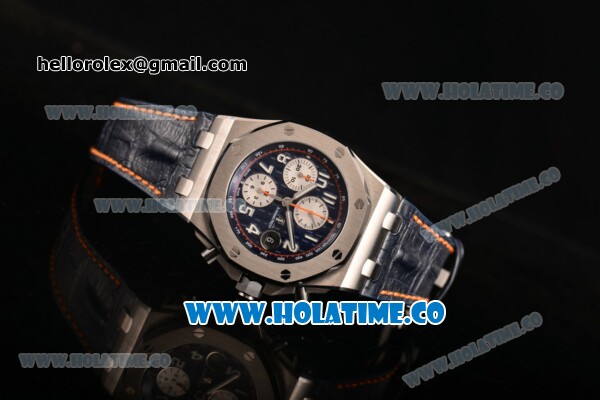 Audemars Piaget Royal Oak Offshore 2014 New Chrono Swiss Valjoux 7750 Automatic Steel Case with White Arabic Numeral Markers and Blue Dial (JF) - Click Image to Close